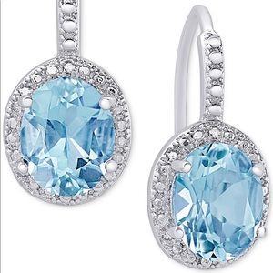 Blue Topaz (6-3/8 ct. t.w.) and Diamond Accent Drop Earrings in Sterling Silver